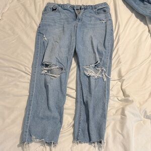 American Eagle Outfitters Ripped Light Blue Boyfriend Jeans